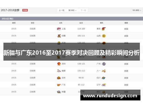 新疆与广东2016至2017赛季对决回顾及精彩瞬间分析